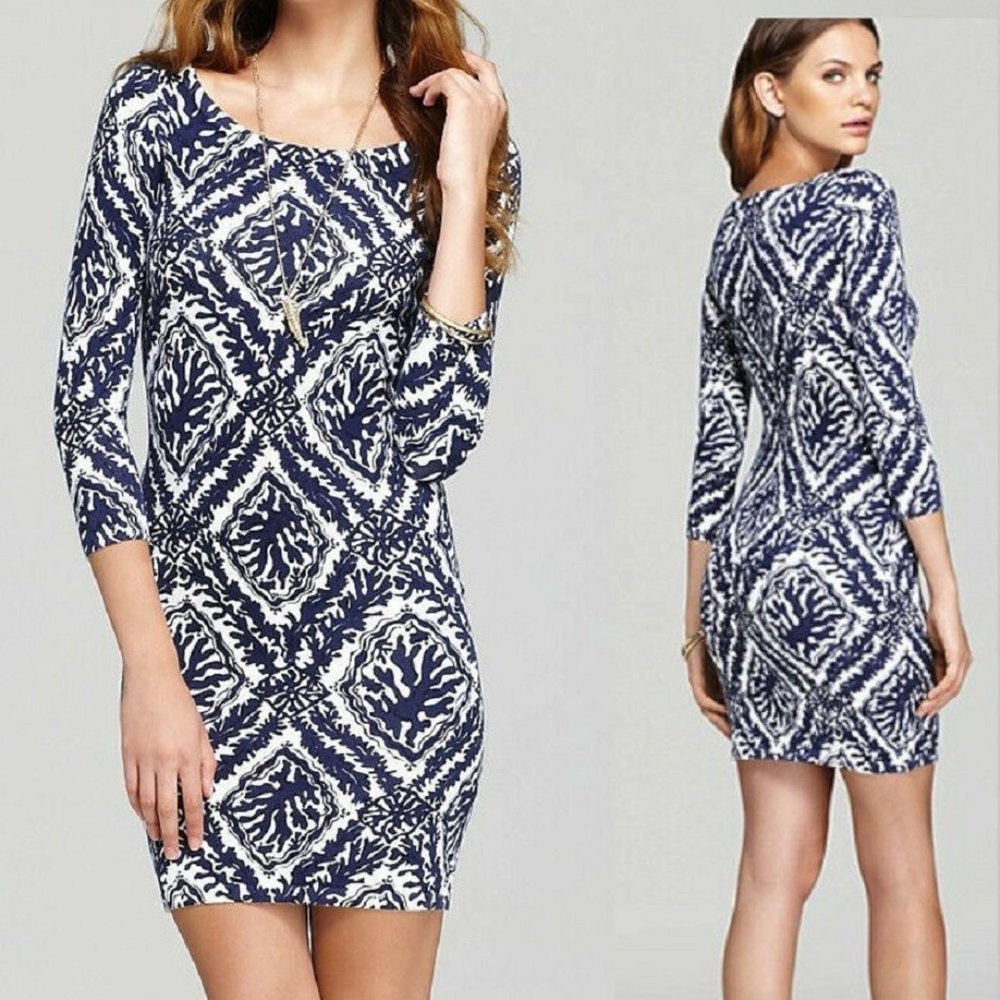 Lilly Pulitzer HANNAH SWEATER DRESS NAVY REEF MADNESS NWT L $198